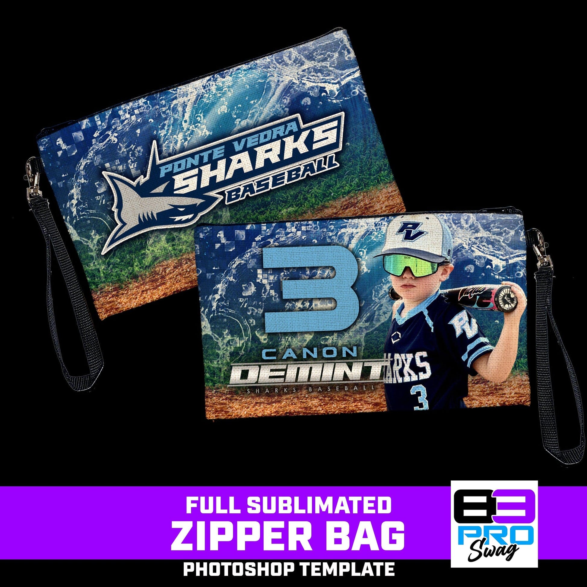 Zipper Bag Photoshop Template - Shark Multi-Sport-Photoshop Template - PSMGraphix