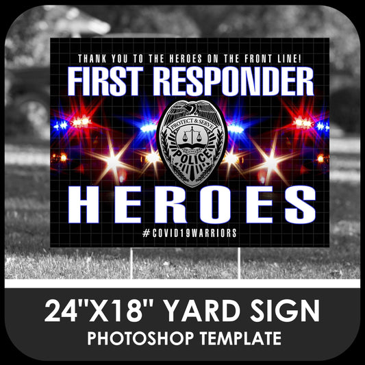 Police "Warrior" 24x18 Yard Sign Template-Photoshop Template - PSMGraphix