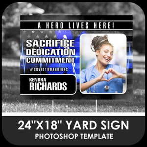 Healthcare "Warrior" Photo Drop In 24x18 Yard Sign Template-Photoshop Template - PSMGraphix