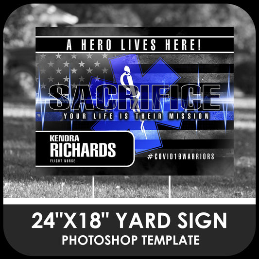 Healthcare "Warrior" 24x18 Yard Sign Template-Photoshop Template - PSMGraphix