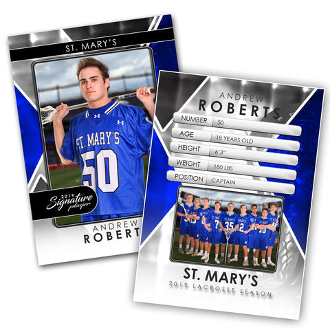 Signature Player - Lacrosse - V2 - Drop-In Trading Card Template-Photoshop Template - Photo Solutions