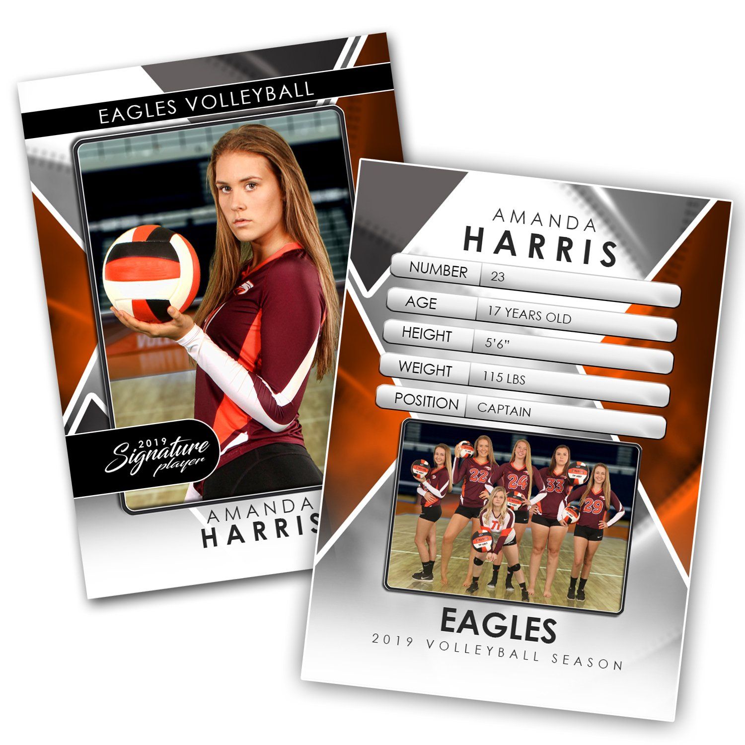 Volleyball Rookie Card Signature Player - Volleyball - V2 - Drop-In Trading Card Template ...