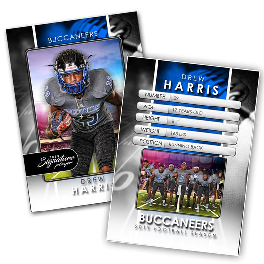 Signature Player - Football - V1 - Drop-In Trading Card Template-Photoshop Template - Photo Solutions
