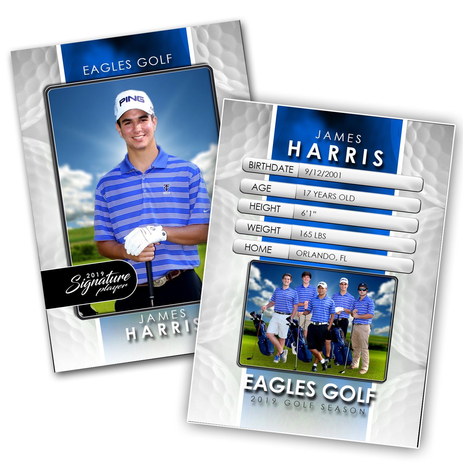 Signature Player - Golf - V1 - Drop-In Trading Card Template-Photoshop Template - Photo Solutions