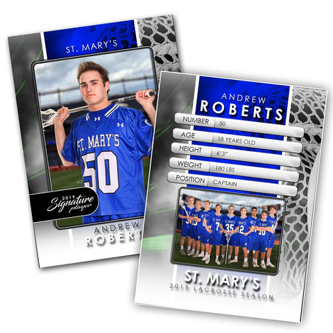 Signature Player - Lacrosse - V1 - Drop-In Trading Card Template-Photoshop Template - Photo Solutions