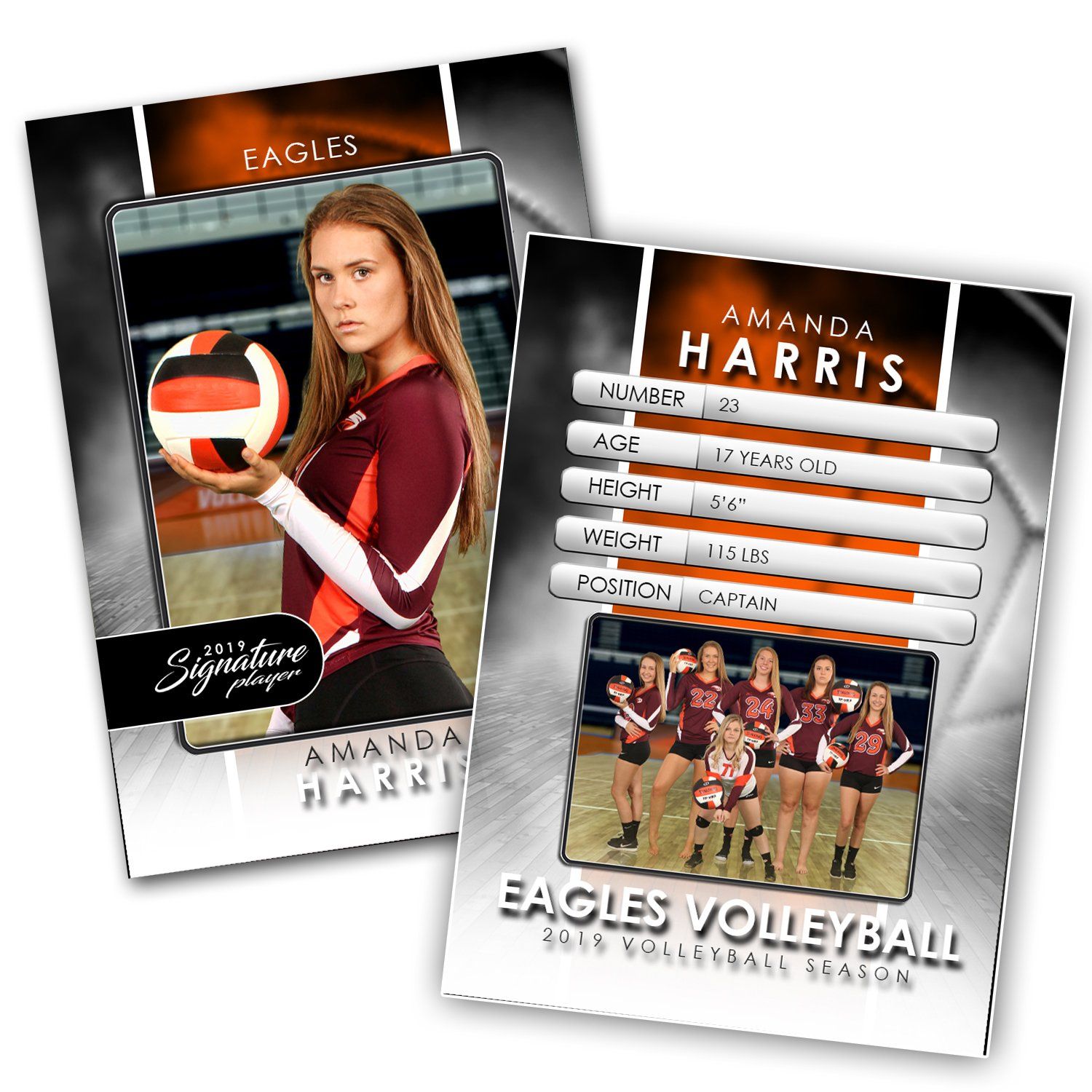 Volleyball R2 Card Signature Player - Volleyball - V1 - Drop-In Trading Card Template ...