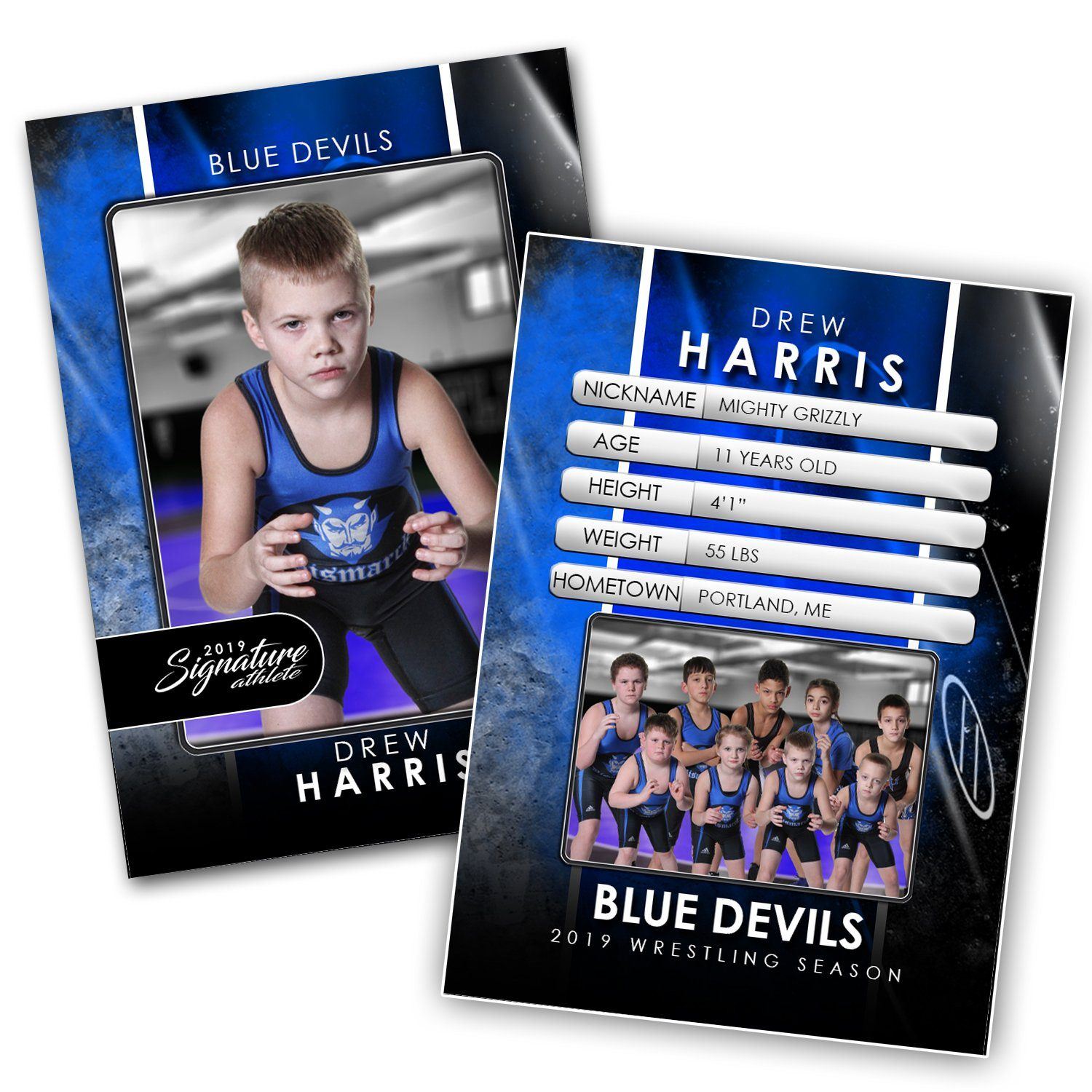 Signature Player - Wrestling - V1 - Drop-In Trading Card Template-Photoshop Template - Photo Solutions