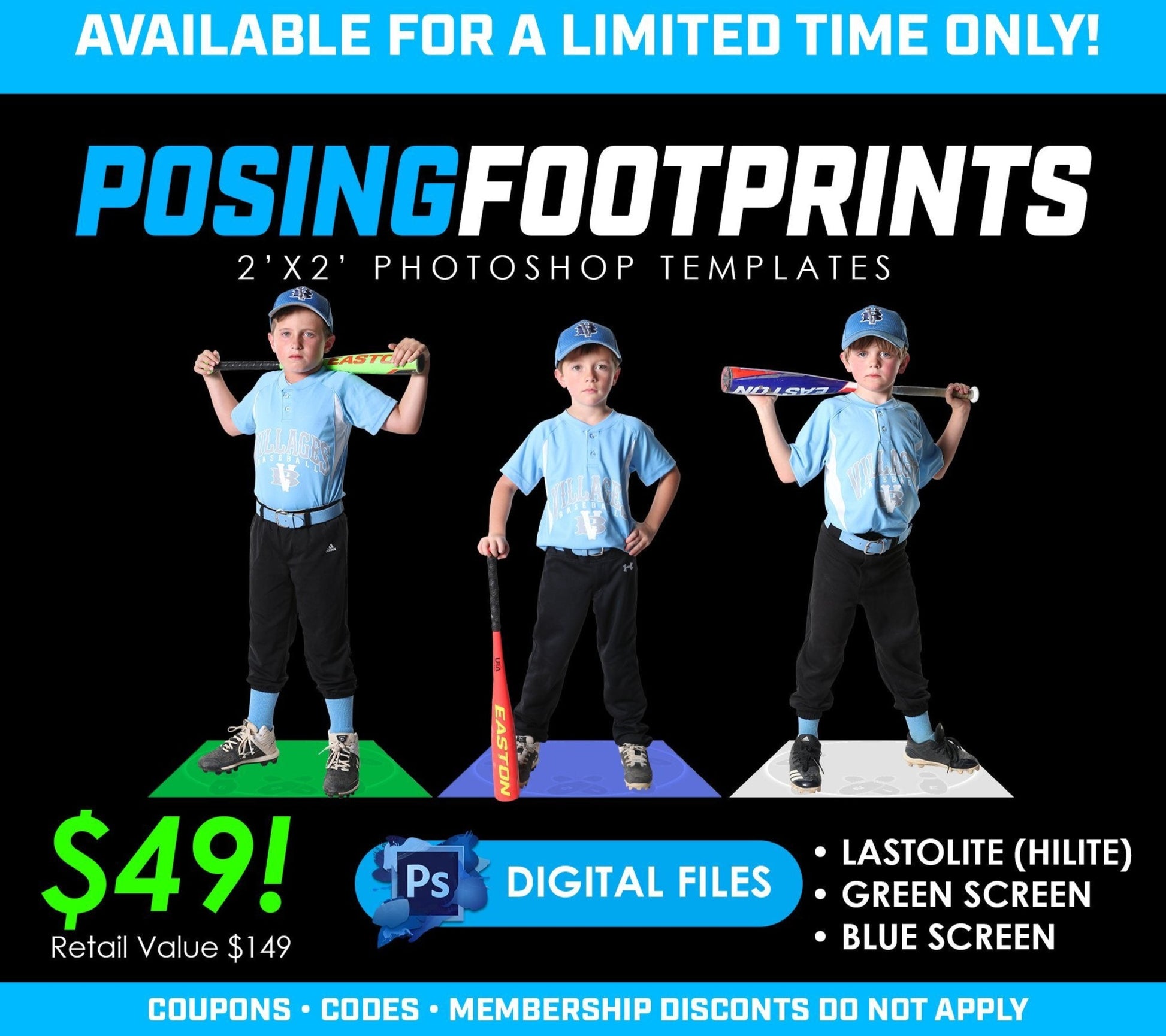 Posing Footprints - 3 PACK TEMPLATE BUNDLE - 2022 Limited Show Special Offer-Photoshop Template - PSMGraphix