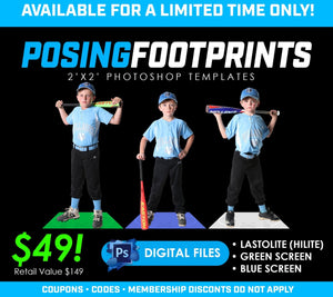 Posing Footprints - 3 PACK TEMPLATE BUNDLE - 2022 Limited Show Special Offer-Photoshop Template - PSMGraphix