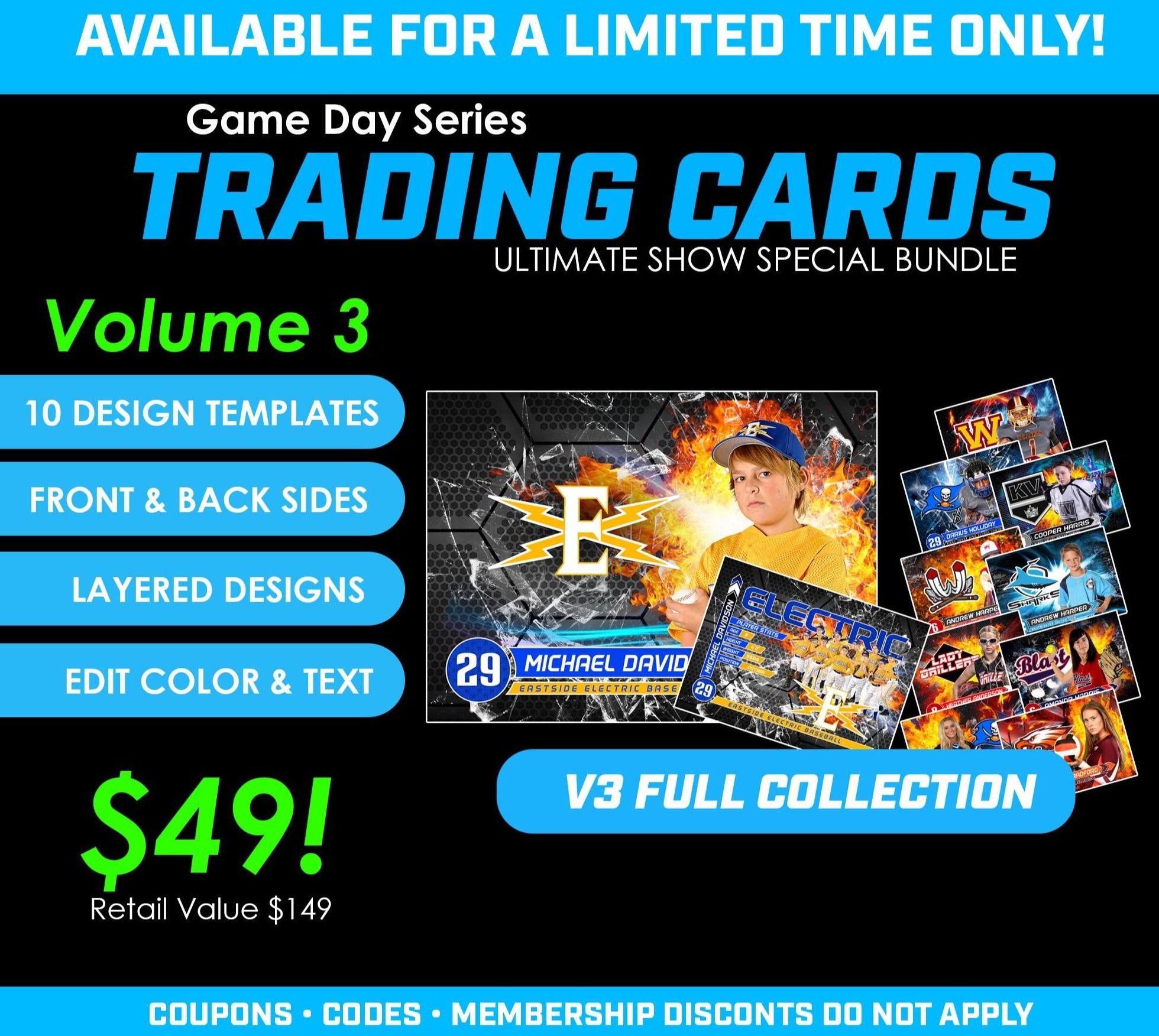 Trading Cards - Volume 3 - 2022 Limited Show Special Offer-Photoshop Template - PSMGraphix