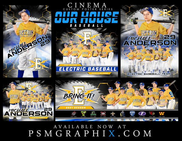 Our House - Baseball - FULL Collection -  Cinema Series - Game Time Collection-Photoshop Template - PSMGraphix