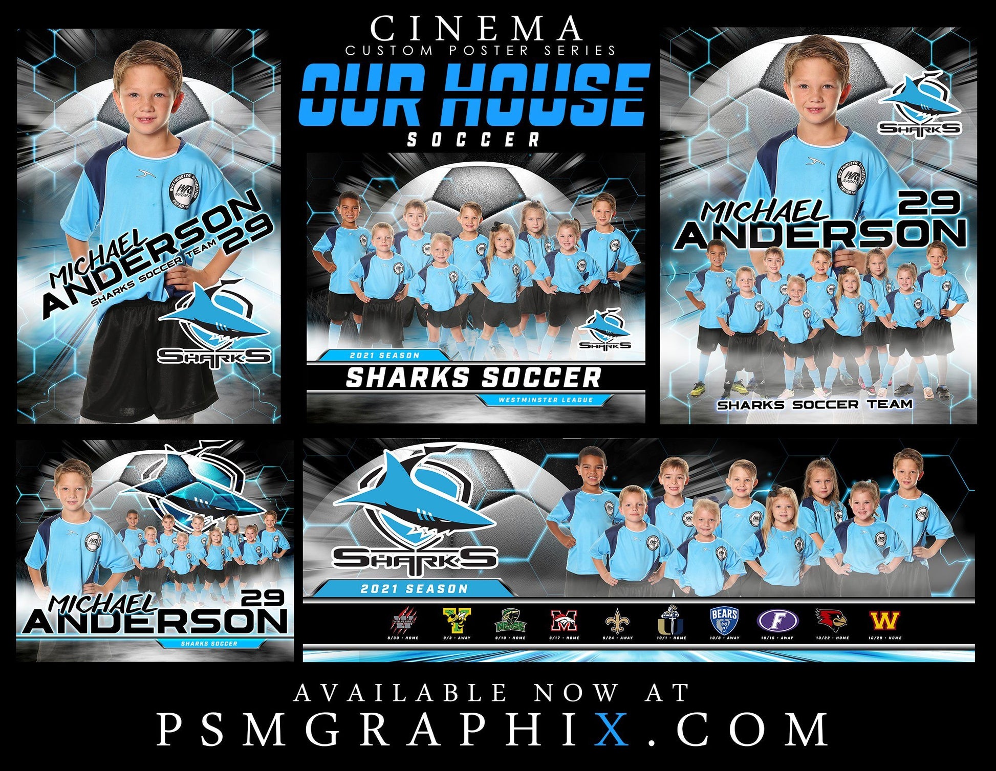 Our House - Soccer - FULL Collection -  Cinema Series - Game Time Collection-Photoshop Template - PSMGraphix