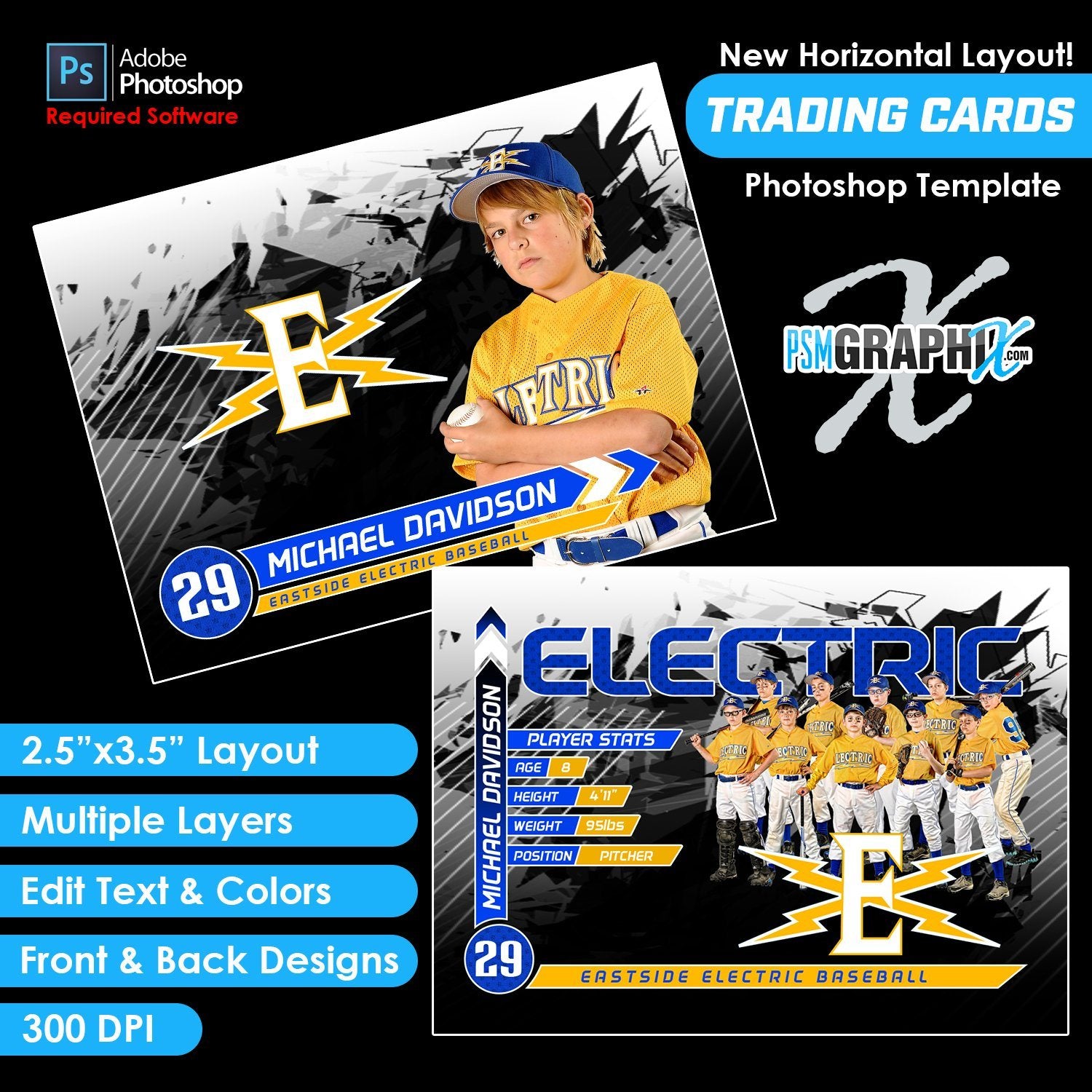 Breaker - V1 - Game Day Trading Card Template-Photoshop Template - PSMGraphix