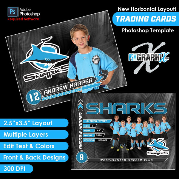 V1 - Full Set - Game Day Trading Card Templates-Photoshop Template - PSMGraphix