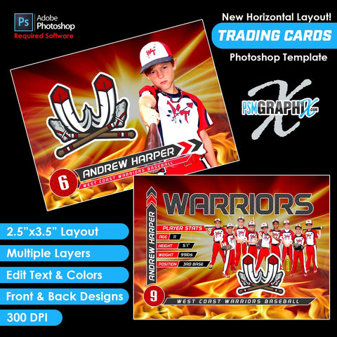 Burn - V1 - Game Day Trading Card Template-Photoshop Template - PSMGraphix