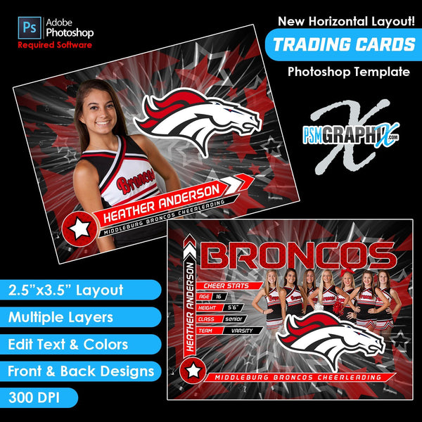 V1 - Full Set - Game Day Trading Card Templates-Photoshop Template - PSMGraphix
