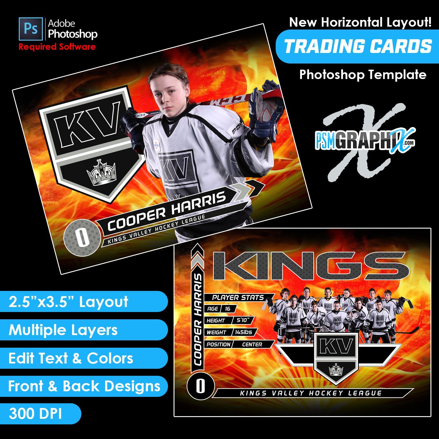 V2 - Full Set - Game Day Trading Card Templates-Photoshop Template - PSMGraphix