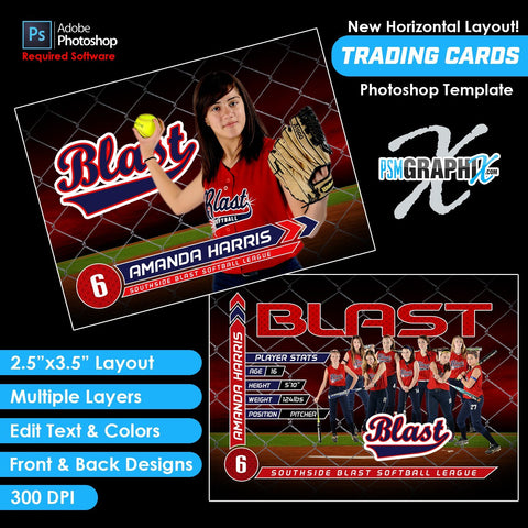 Diamond - V2 - Game Day Trading Card Template-Photoshop Template - PSMGraphix