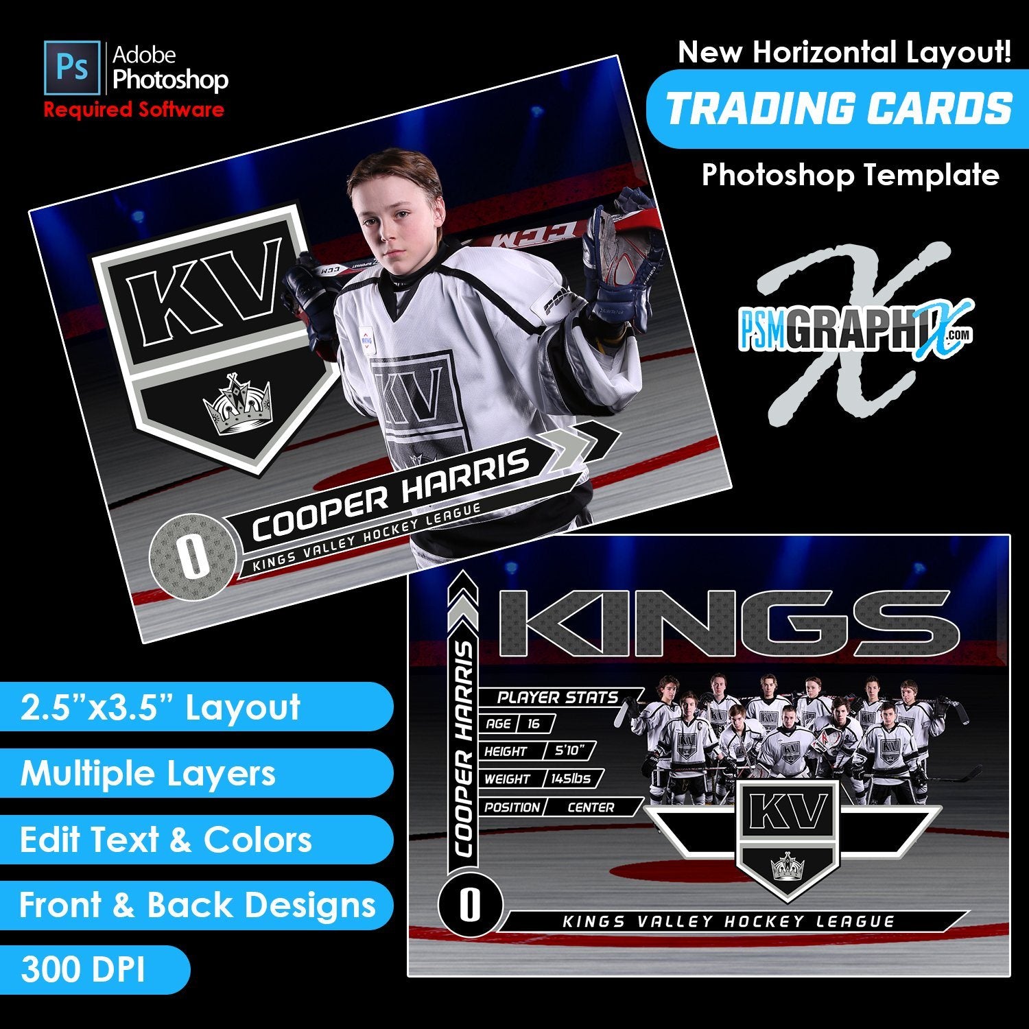 V2 - Full Set - Game Day Trading Card Templates-Photoshop Template - PSMGraphix