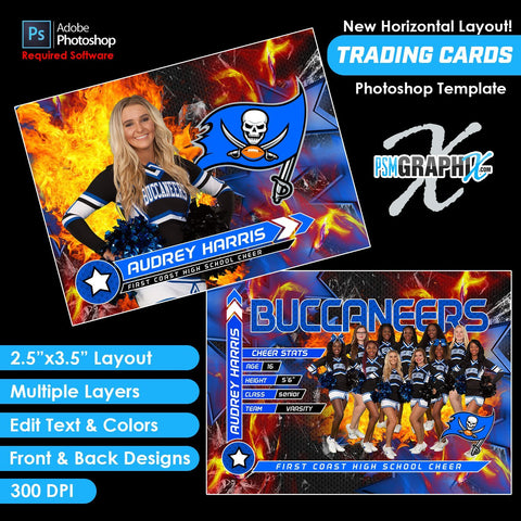 Stars - V3 - Game Day Trading Card Template-Photoshop Template - PSMGraphix