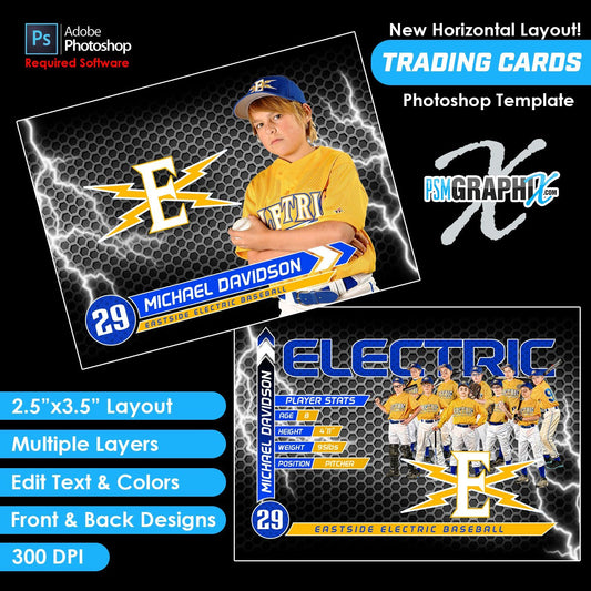 Metaletric - V4 - Game Day Trading Card Template-Photoshop Template - PSMGraphix