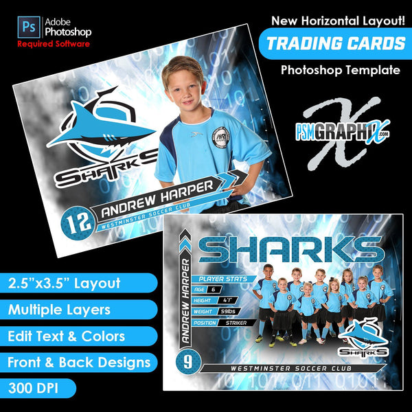 V5 - Full Set - Game Day Trading Card Templates-Photoshop Template - PSMGraphix