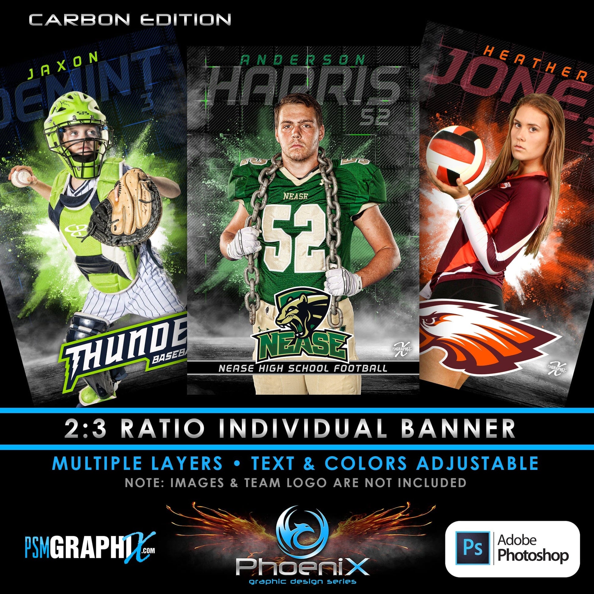 CARBON - Phoenix Series - Full Collection Bundle-Photoshop Template - PSMGraphix
