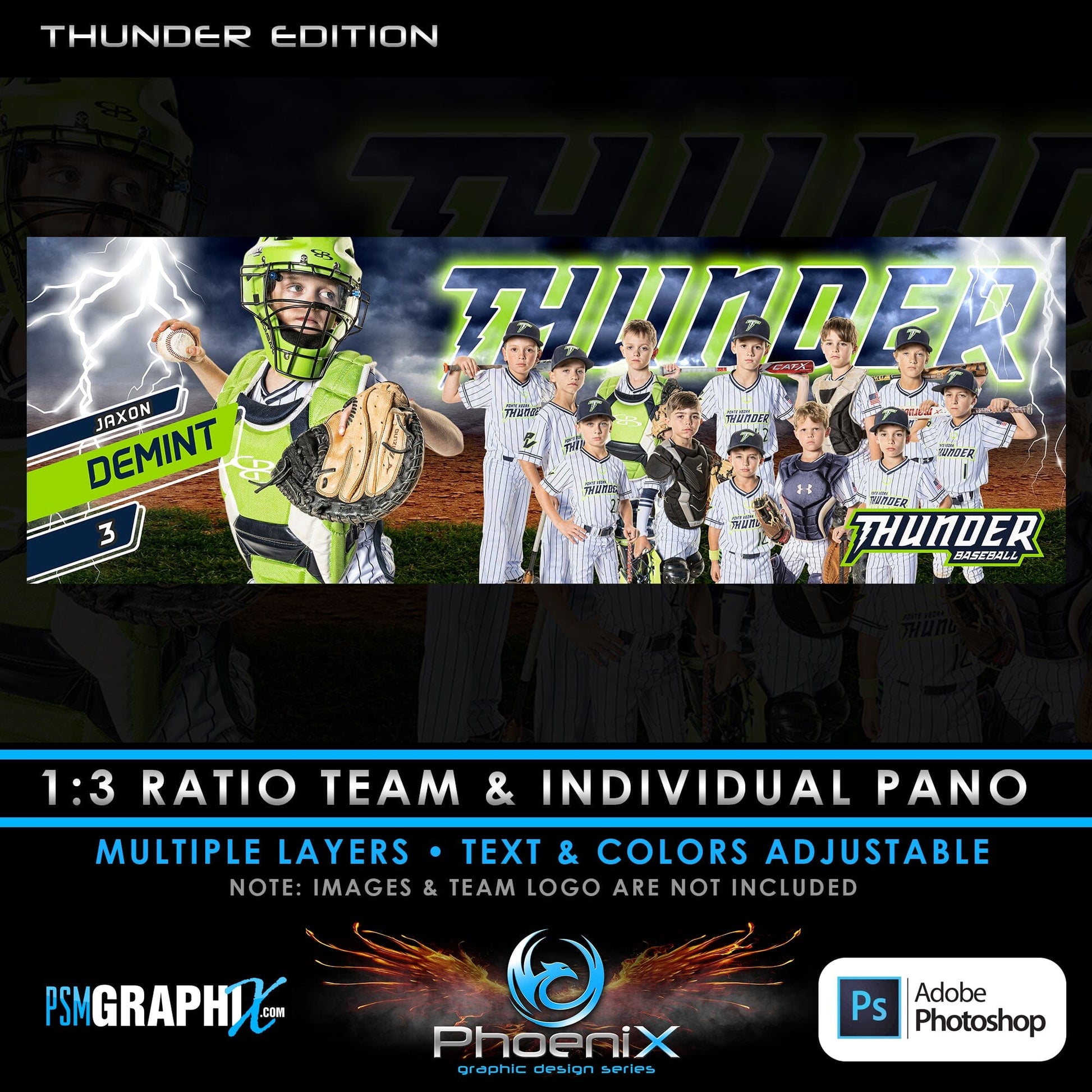 Thunder - Phoenix Series - Team & Individual Panoramic-Photoshop Template - PSMGraphix