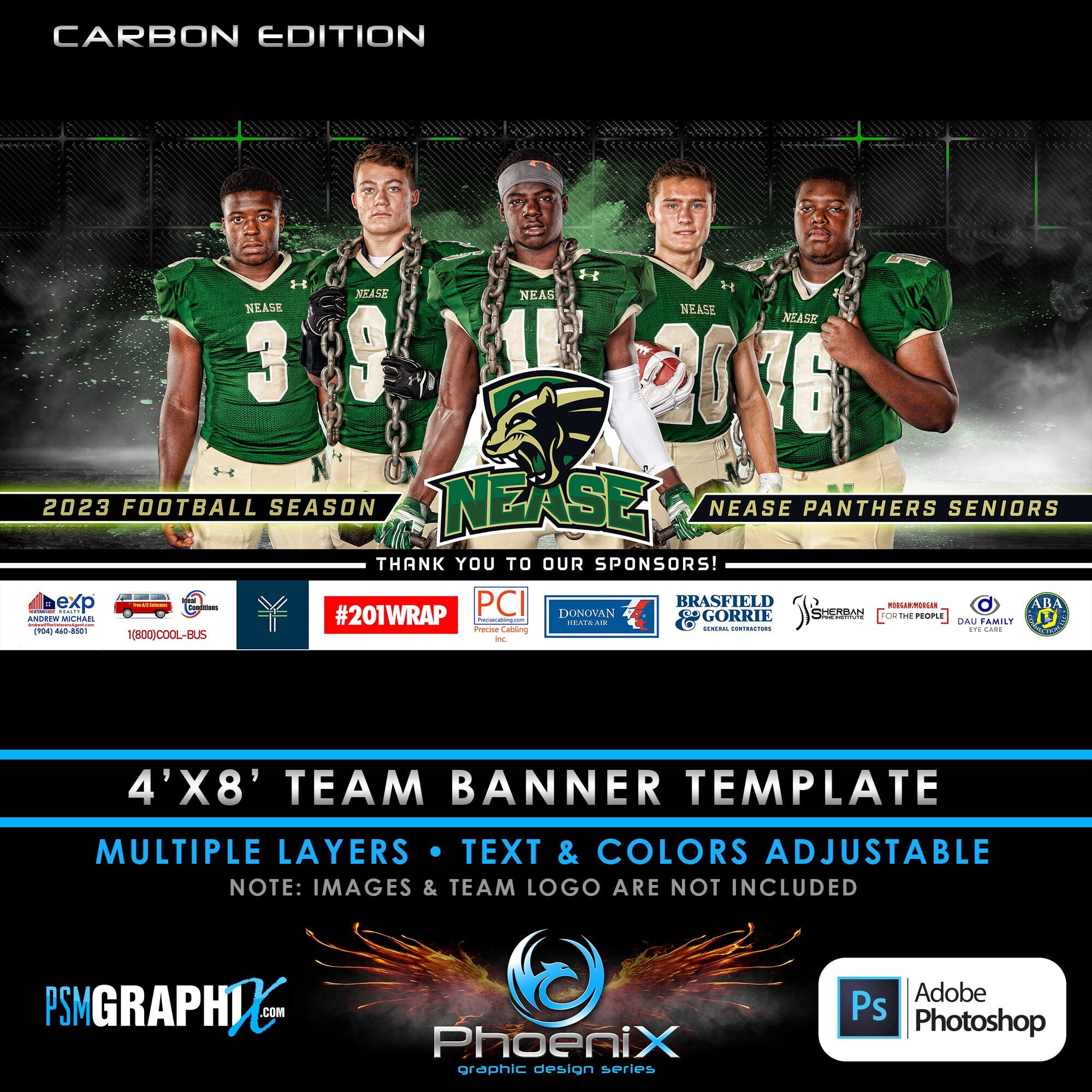 Carbon - Phoenix Series - 4'x8' Team Field Banner – PSMGraphix