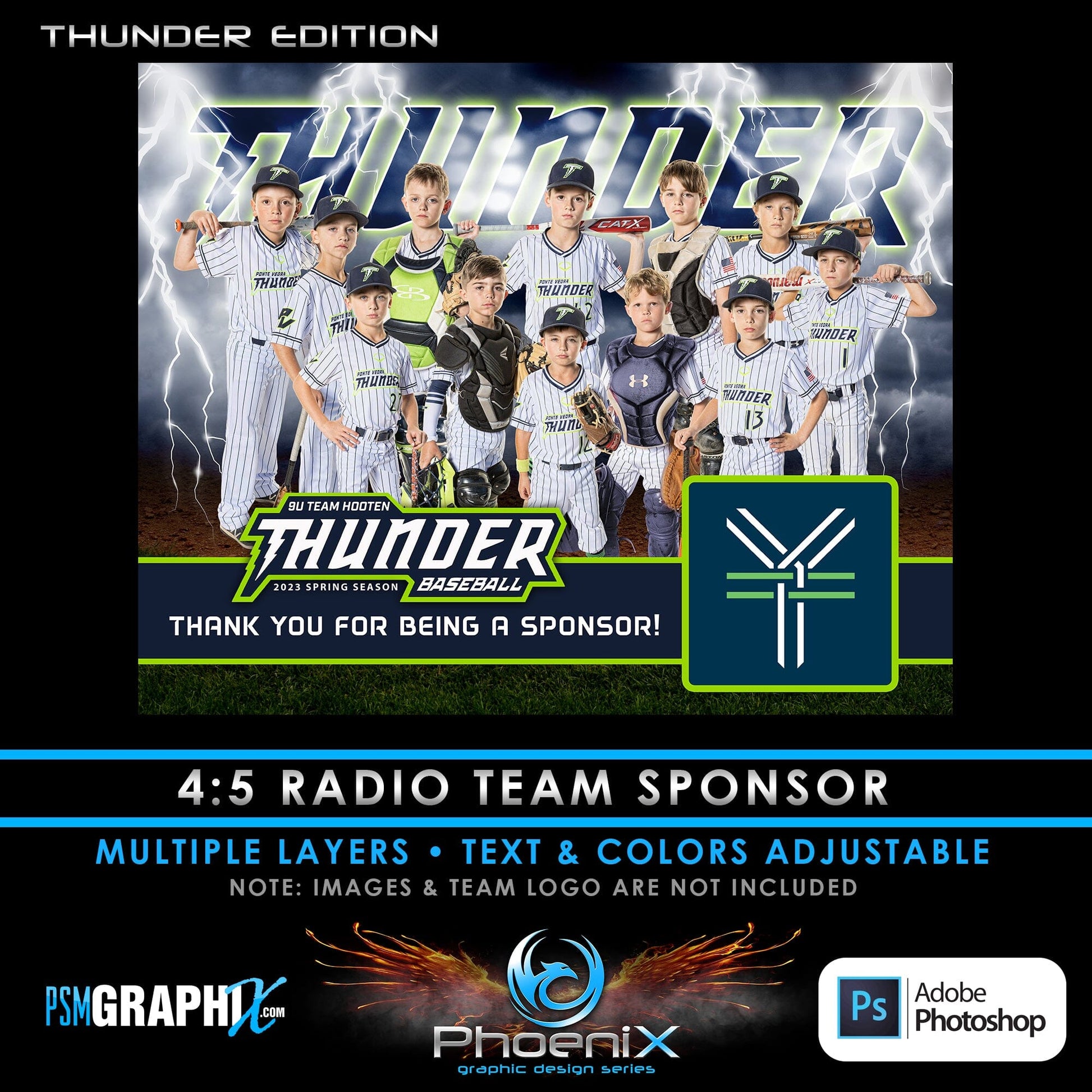 Thunder - Phoenix Series - Sponsor Plaque Template-Photoshop Template - PSMGraphix