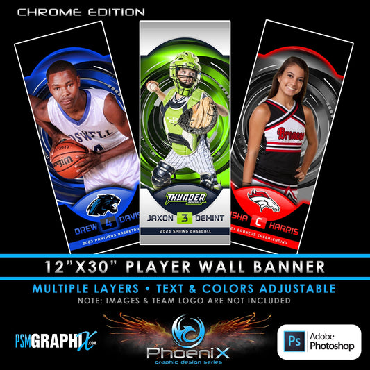 CHROME - Phoenix Series - Wall/Locker Banner & Poster Template-Photoshop Template - PSMGraphix