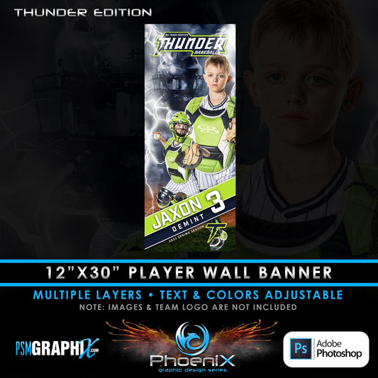 Thunder - Phoenix Series - Wall/Locker Banner & Poster Template-Photoshop Template - PSMGraphix