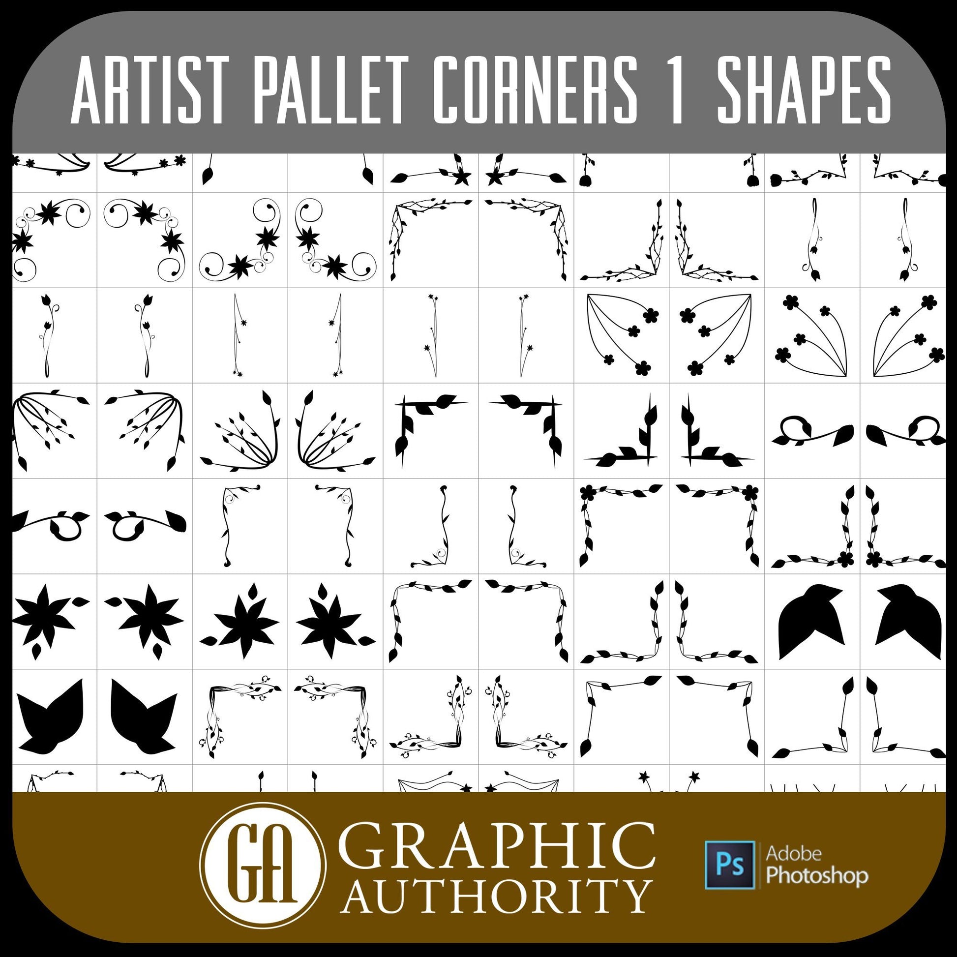 Artist Pallet - Corners 1 - Vector .CHS Photoshop Shapes-Photoshop Template - Graphic Authority