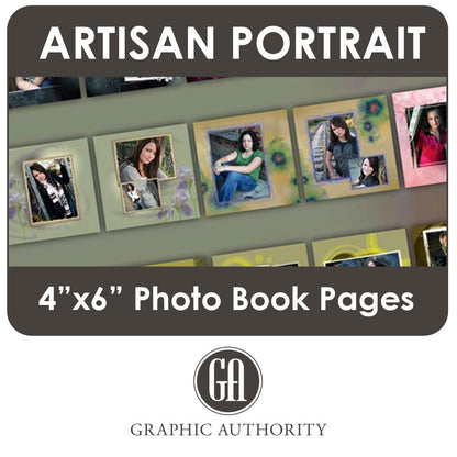 Artisan Portrait - 4"x6" Photo Book Pages-Photoshop Template - Graphic Authority