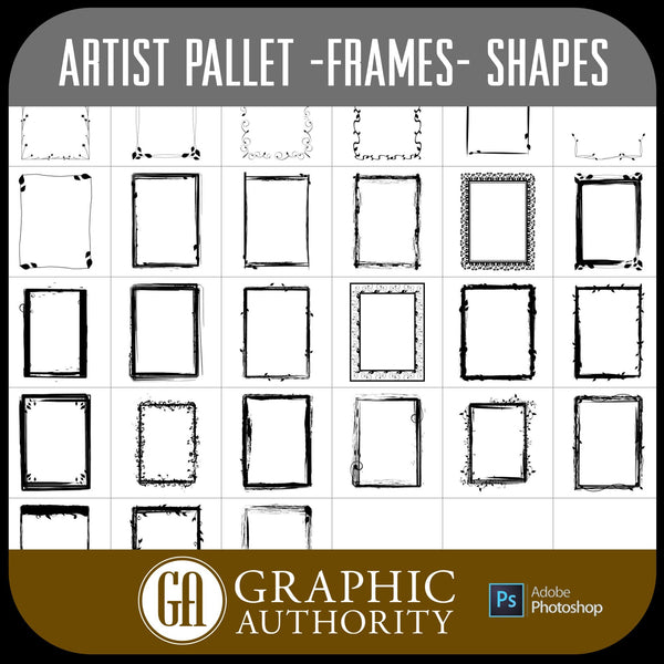 Artist Pallet - Frames - Vector .CHS Photoshop Shapes-Photoshop Template - Graphic Authority