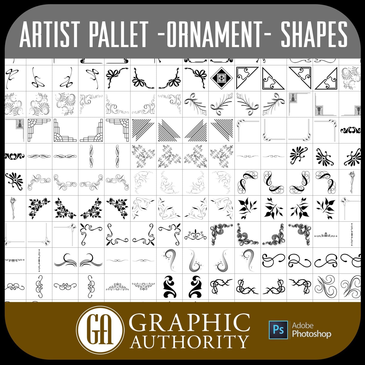Artist Pallet - Ornaments - Vector .CHS Photoshop Shapes-Photoshop Template - Graphic Authority