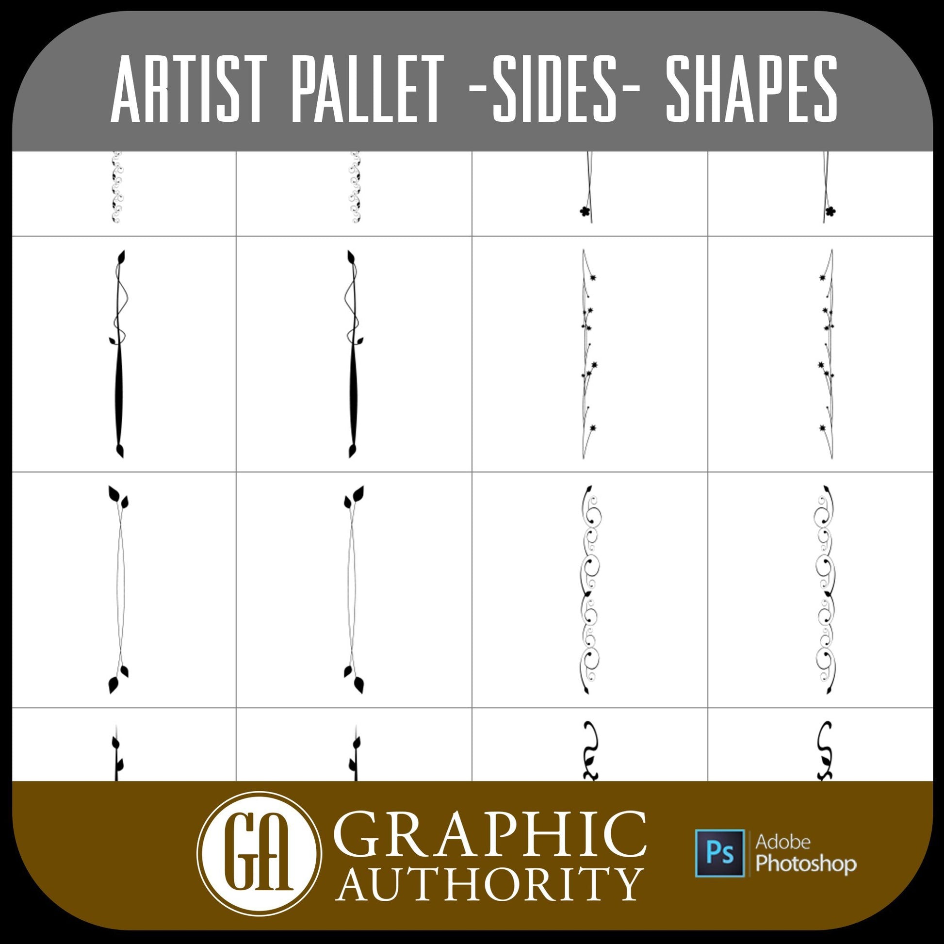Artist Pallet - Sides - Vector .CHS Photoshop Shapes-Photoshop Template - Graphic Authority