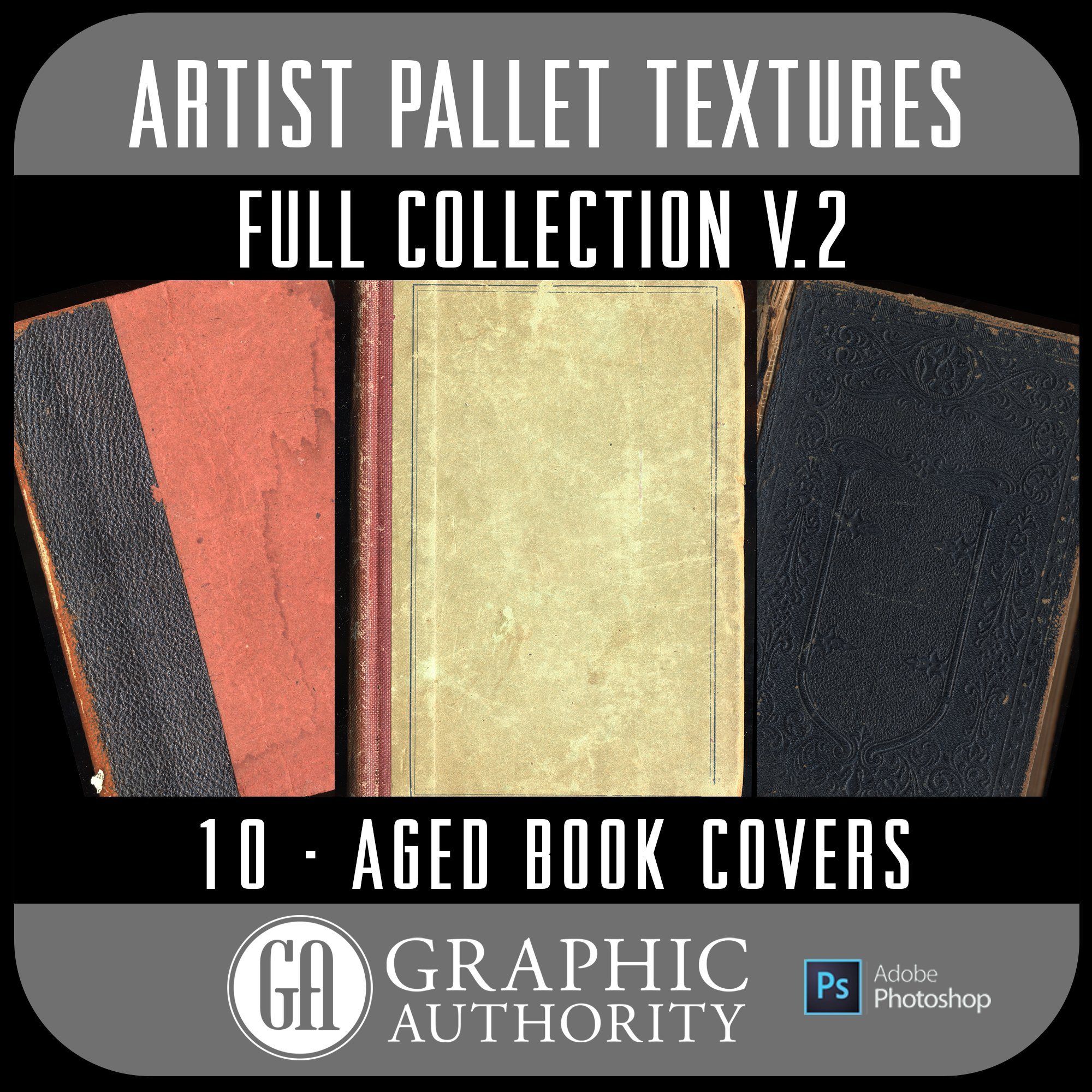 Artist Pallet - V.2 Aged Book Covers - Full Collection-Photoshop Template - Graphic Authority
