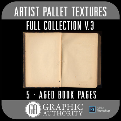 Artist Pallet - V.3 Aged Book Pages- Full Collection-Photoshop Template - Graphic Authority