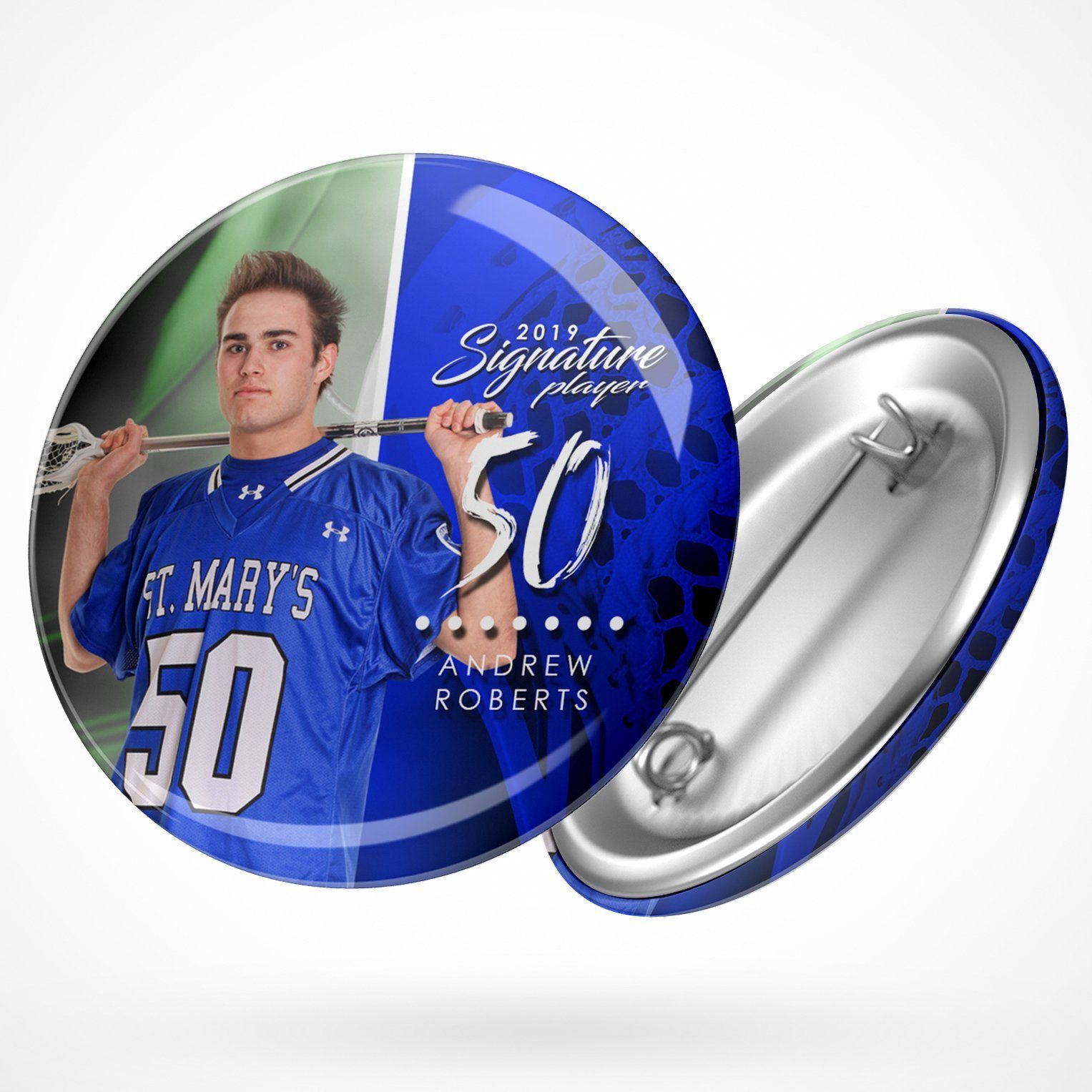 Signature Player - Lacrosse - V1 - Extraction Button Template-Photoshop Template - Photo Solutions