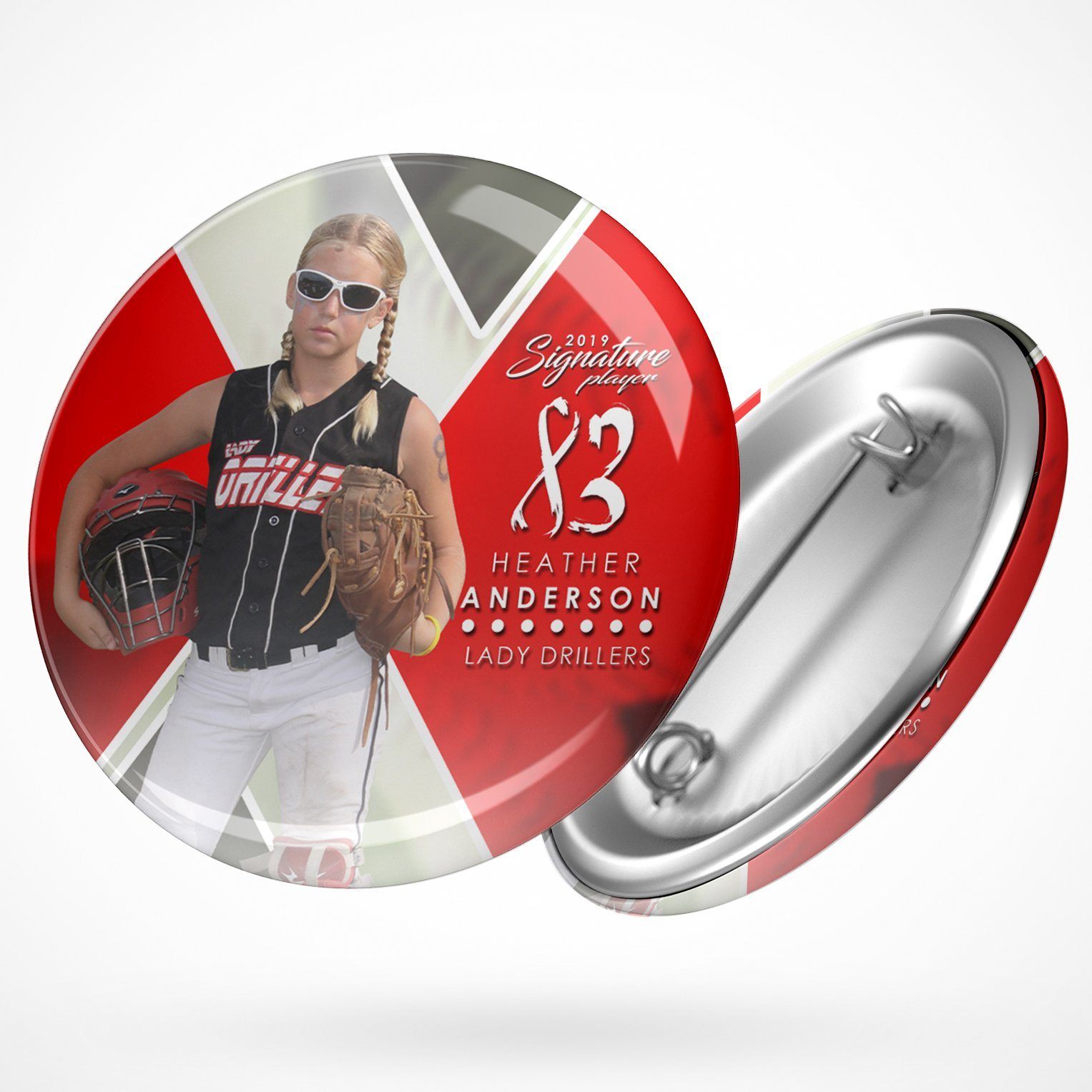 Signature Player - Softball - V2 - Extraction Button Template-Photoshop Template - Photo Solutions