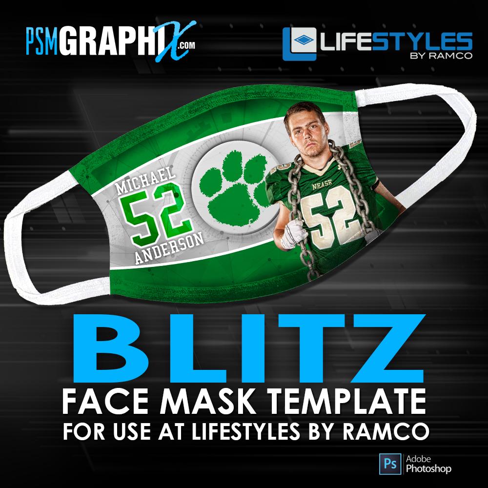 BLITZ - Face Mask Template (Ramco)-Photoshop Template - PSMGraphix