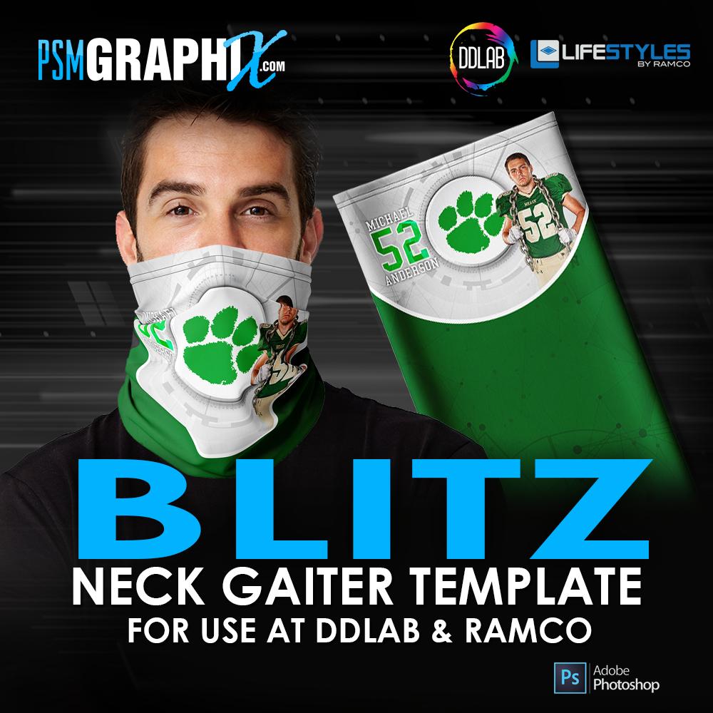BLITZ - Neck Gaiter Template - Ramco & DDlab Compatible-Photoshop Template - PSMGraphix