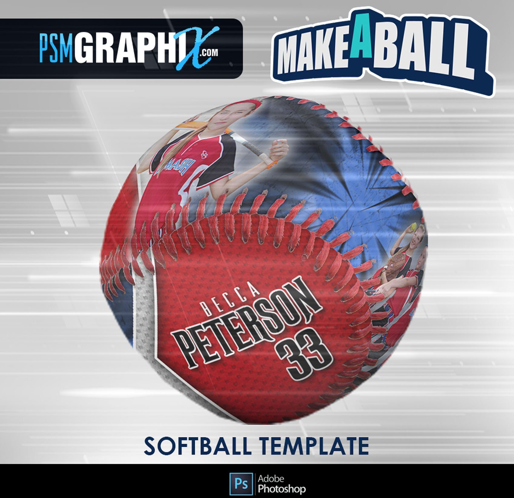 Buccaneer - V.1 - Softball - Make-A-Ball Photoshop Template-Photoshop Template - PSMGraphix