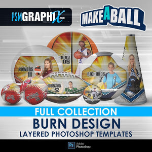 Burn - V.1 - Make-A-Ball Full Template Collection-Photoshop Template - PSMGraphix