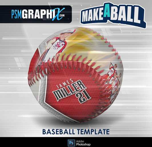 Burn - V.1 - Baseball - Make-A-Ball Photoshop Template-Photoshop Template - PSMGraphix
