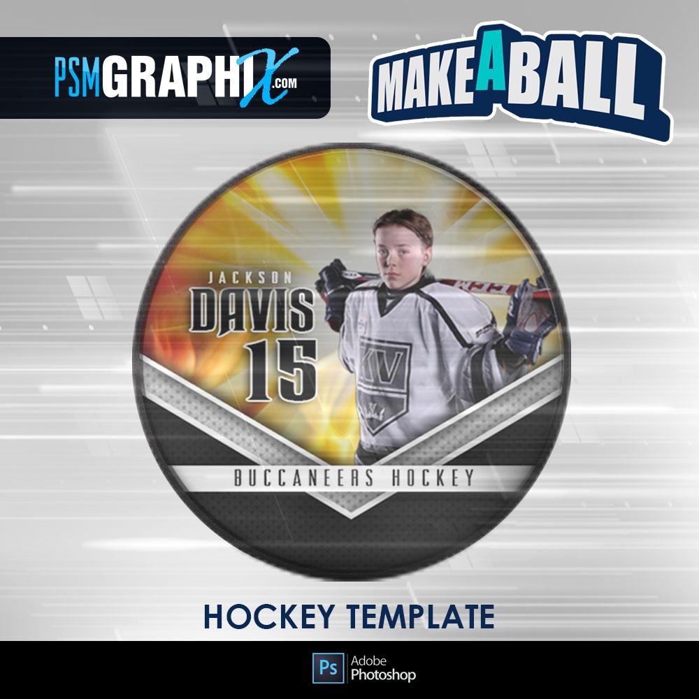 Burn - V.1 - Hockey Puck - Make-A-Ball Photoshop Template-Photoshop Template - PSMGraphix