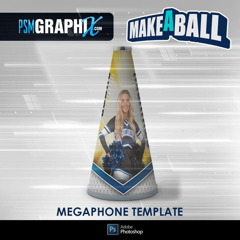 Burn - V.1 - Cheer Megaphone - Make-A-Ball Photoshop Template-Photoshop Template - PSMGraphix