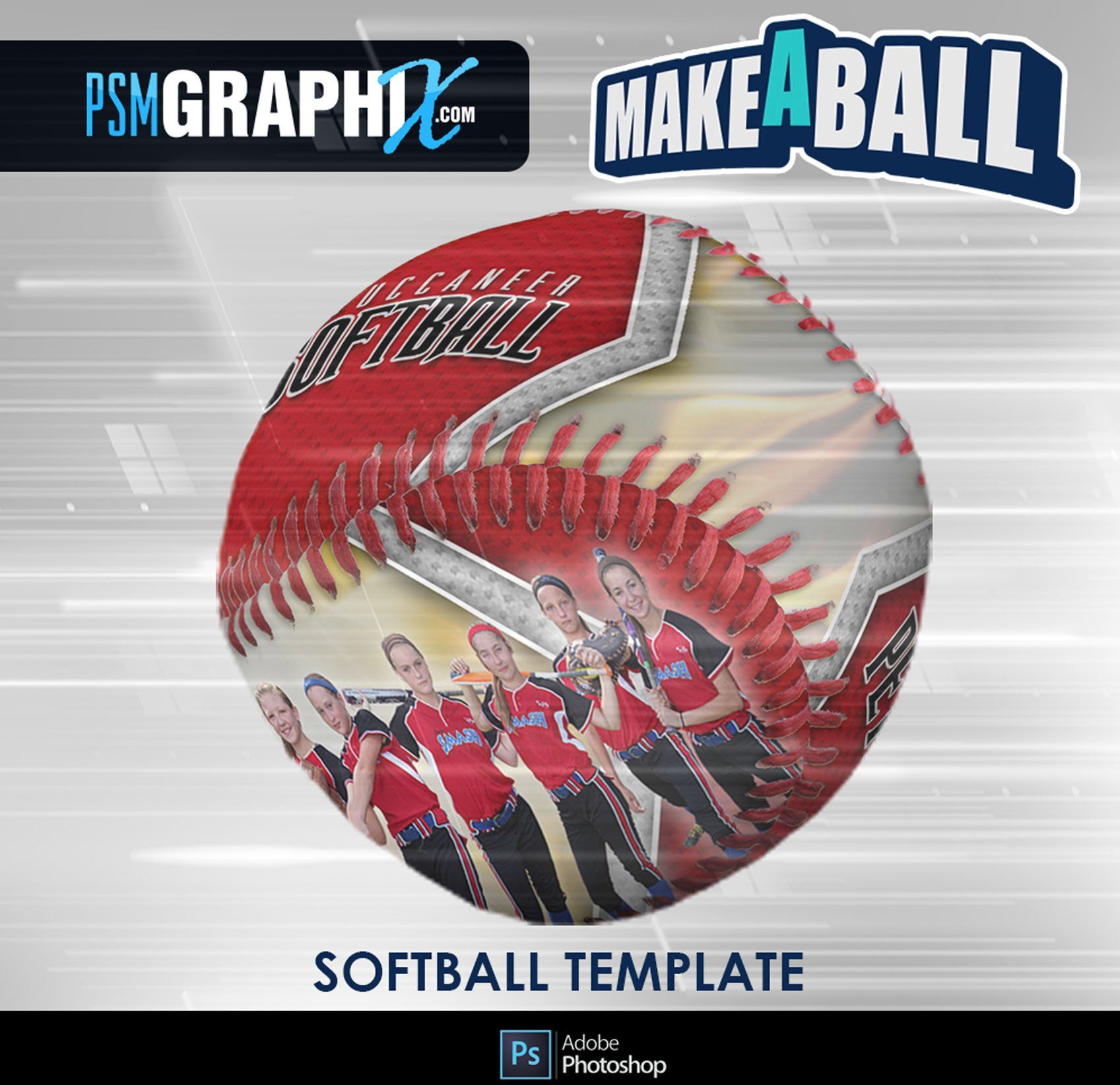 Burn - V.1 - Softball - Make-A-Ball Photoshop Template-Photoshop Template - PSMGraphix