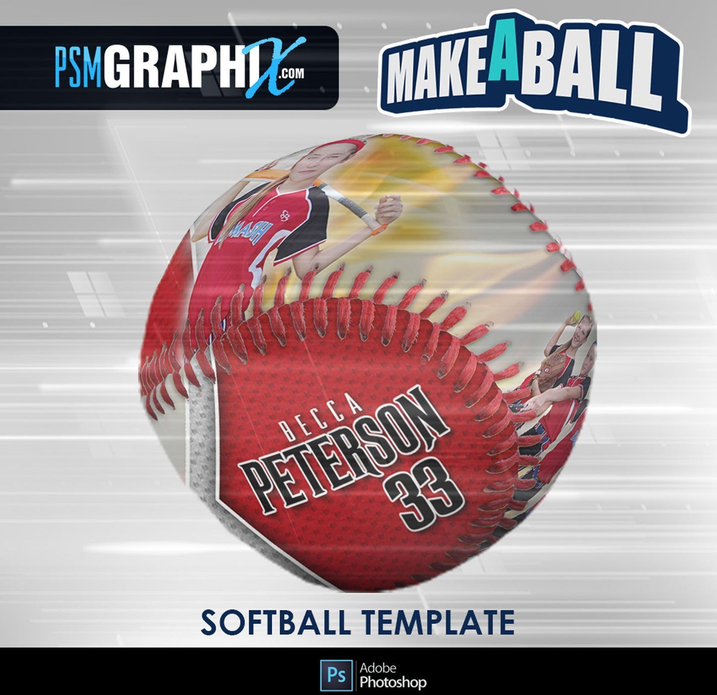 Burn - V.1 - Softball - Make-A-Ball Photoshop Template-Photoshop Template - PSMGraphix